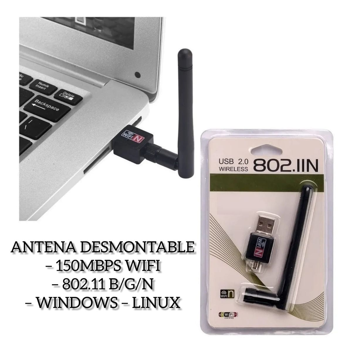 JALTECH - Adaptador Antena WIFI USB 2.0 802.IIN B442