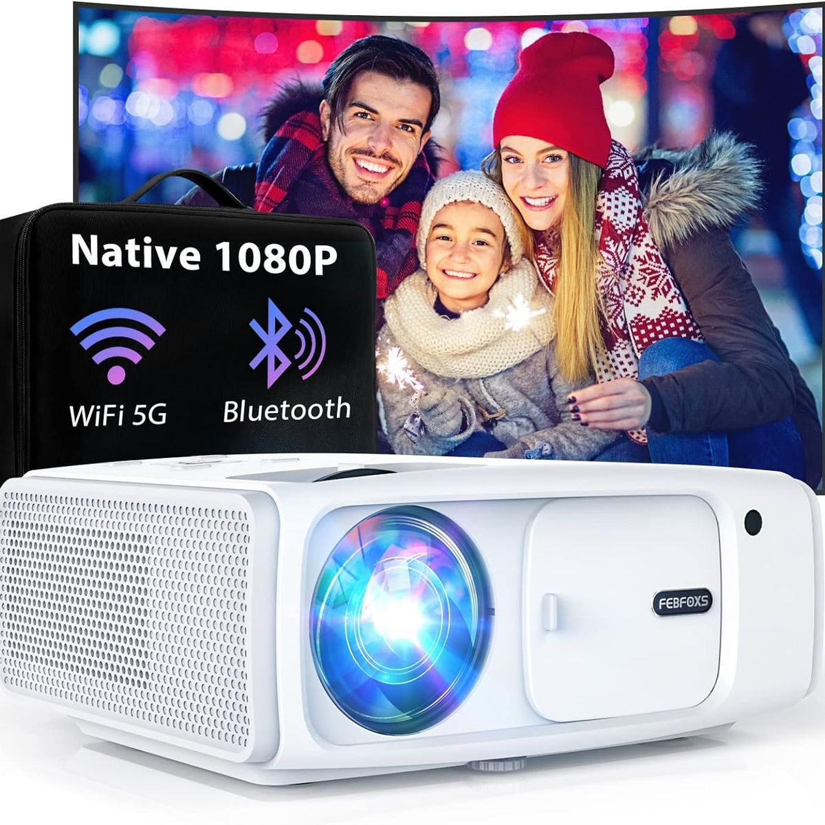 GENERICO - Proyector WiFi y Bluetooth con Maletin 20000 lumens