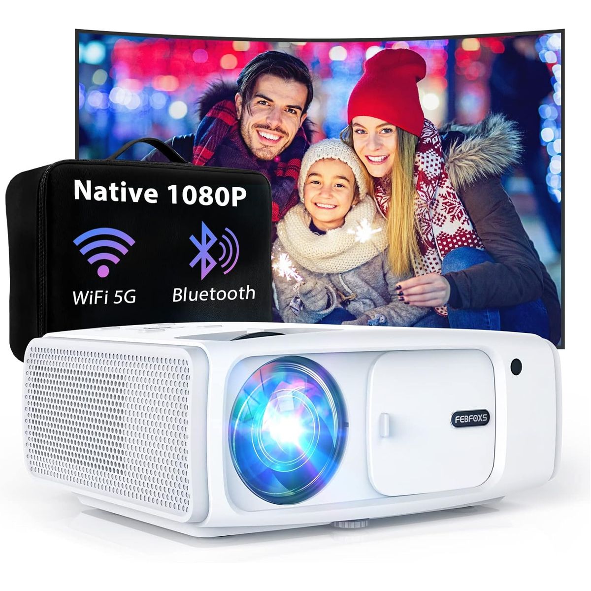 GENERICO - Proyector WiFi y Bluetooth con Maletin 20000 lumens