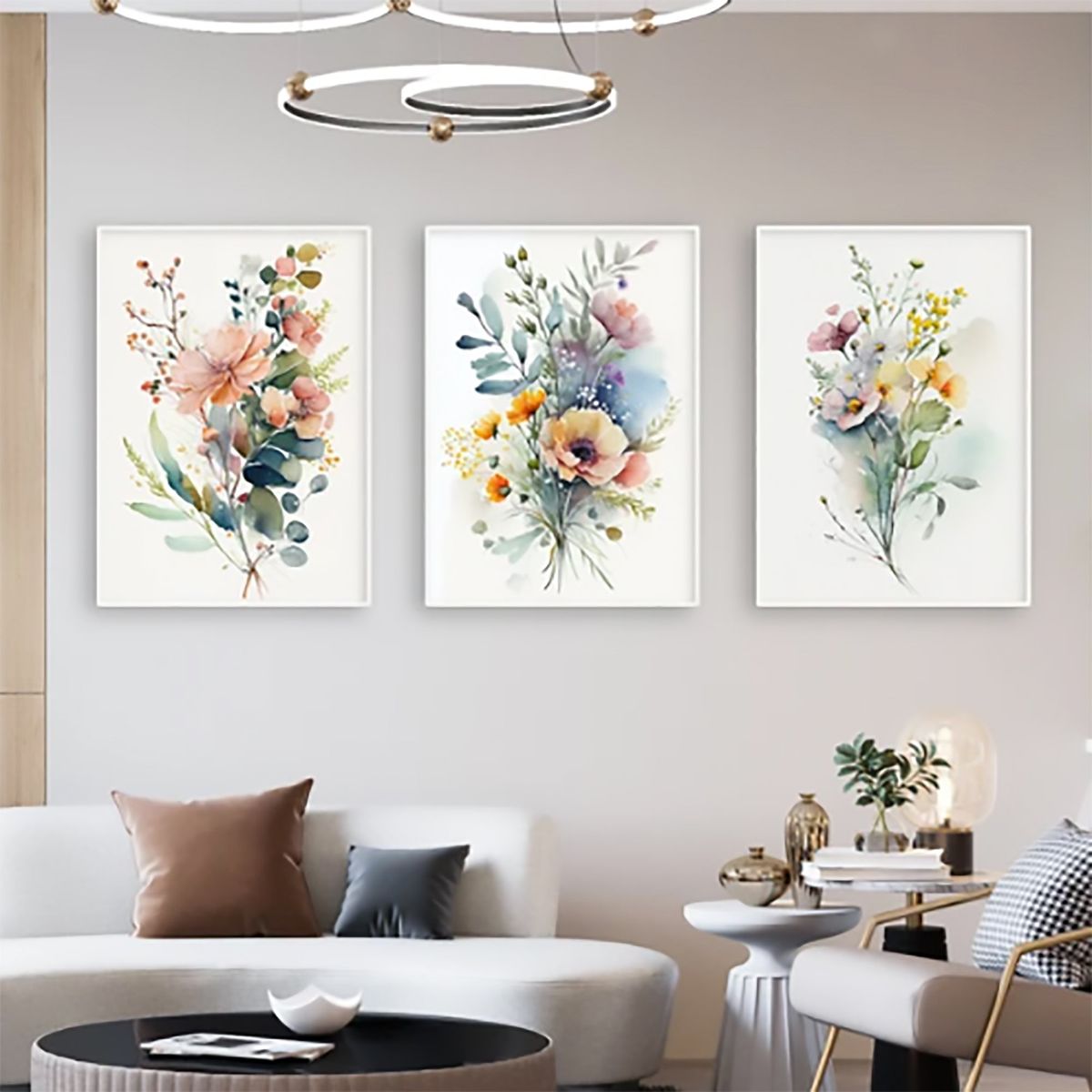 HOMUS - CUADROS TRIPTICO FLORES CLARAS