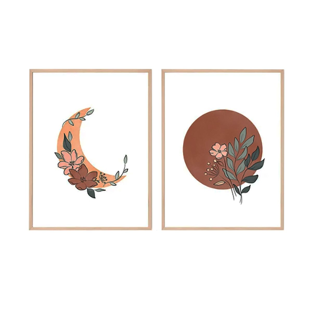 HOMUS - Cuadros Set X2 Díptico Lunas 70cm Diseño Decorativo Homus