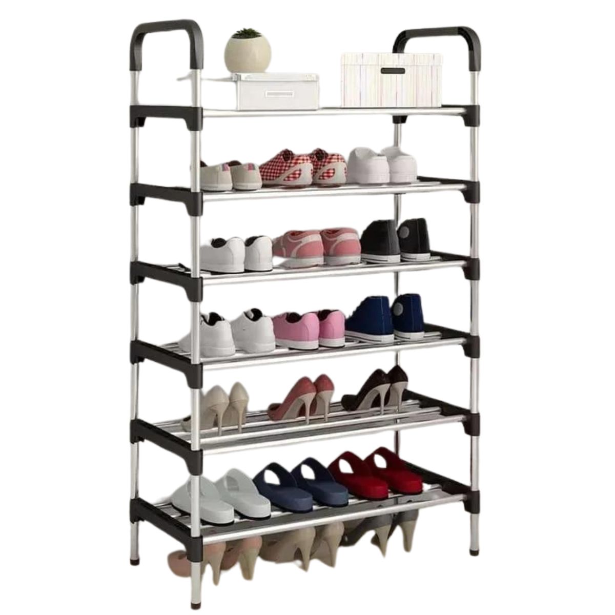 GENERICO - Organizador Zapatero Metálico 6 Niveles Shoe Rack Color Negro