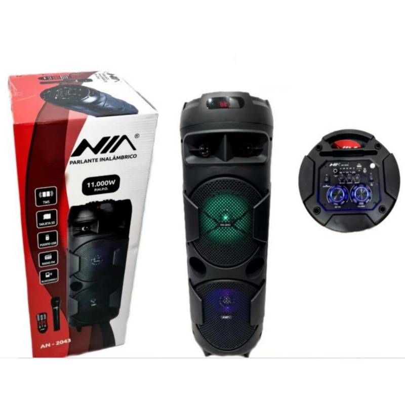 NIA - Parlante Cabina Sonido Recargable Bluetooth Luces Leds 11000w Oferta