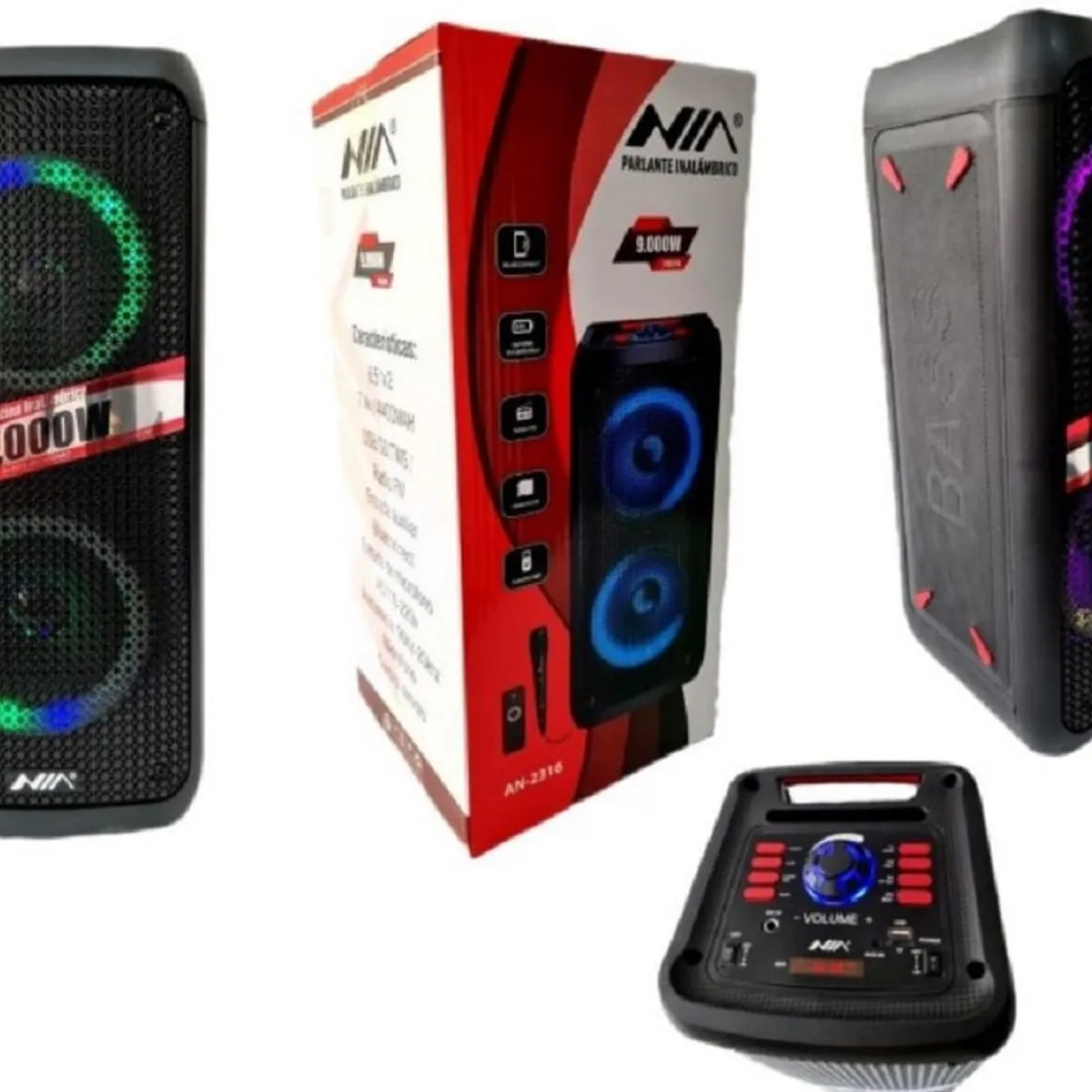 NIA - Parlante Torre De Sonido Bluetooth 9000w Cabina Recargable