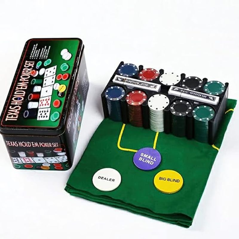 GENERICO - Set Poker Juego De Mesa 120 Fichas + Naipes