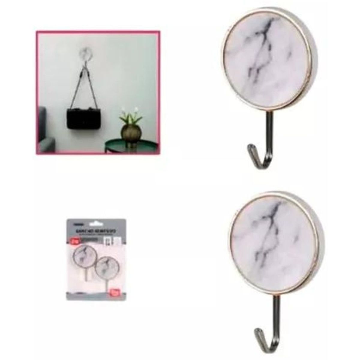 MAZUGI - Gancho Perchero X2 Und Adhesivo Para Pared Multiusos