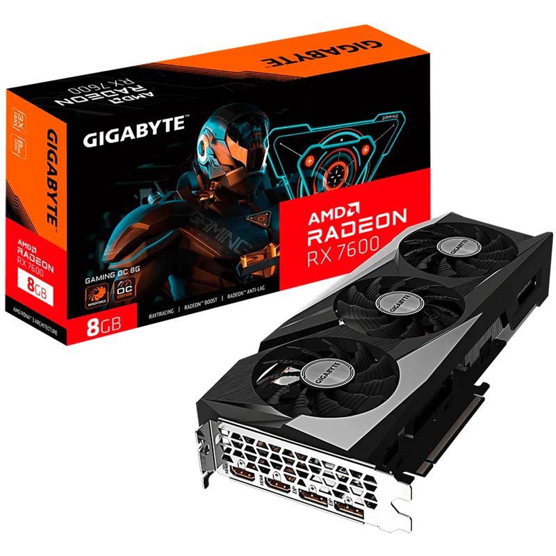 GIGABYTE - Tarjeta De Vídeo AMD GIGABYTE RX 7600 GAMING OC 8GB