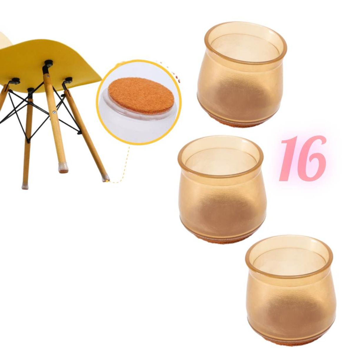GENERICO - almohadilla Pata Muebles Fundas forro patas Silla Silicona L Marron