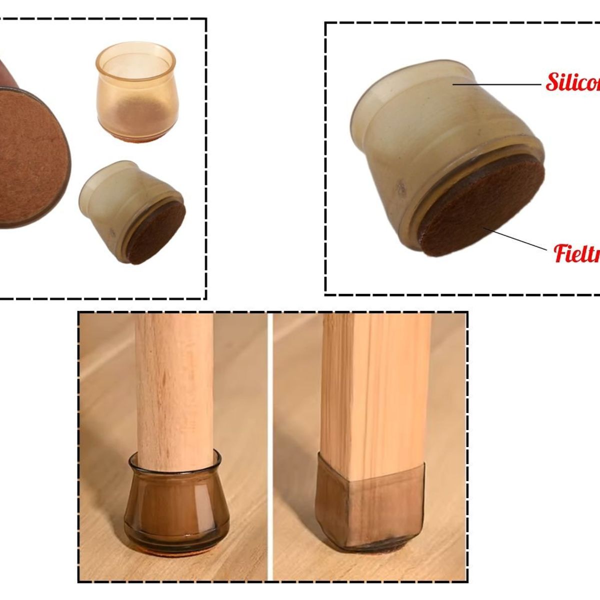 GENERICO - almohadilla Pata Muebles Fundas forro patas Silla Silicona L Marron X8