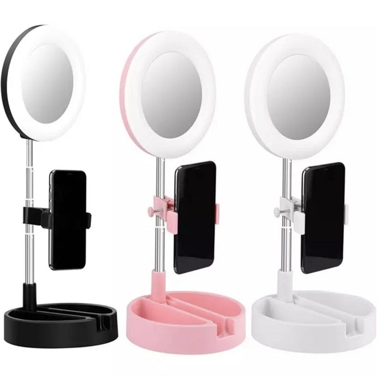 GENERICO - Aro De Luz Con Espejo+soporte Celular Selfies 3 Modos De Luz