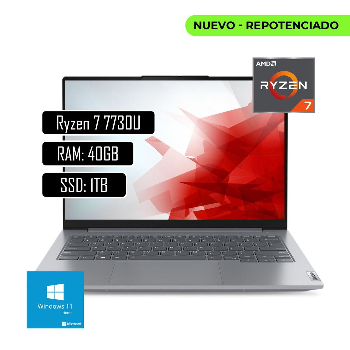 LENOVO - LENOVO V14 AMD RYZEN 7 7730U - Ram 40GB DDR4 - 1TB SSD - WIN 11 Home 14" - RJ45