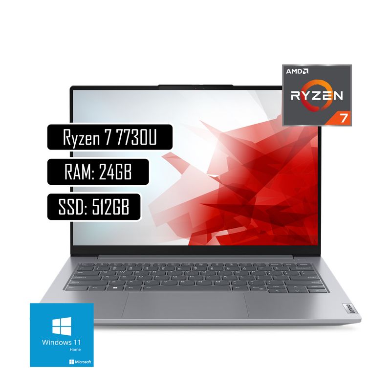 LENOVO - LENOVO V14 AMD RYZEN 7 7730U - Ram 24GB DDR4 - 512Gb SSD - WIN 11 Home 14" - RJ45