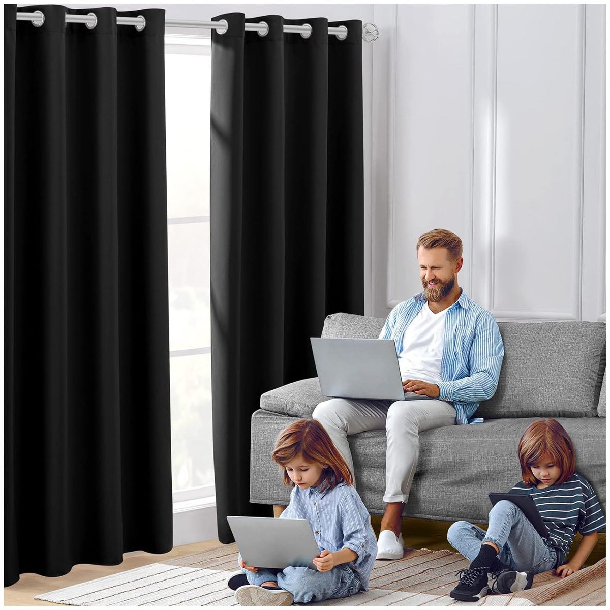 ONE PIXEL - Cortina Blackout 100% Anti Luz, 2 Paños 140x225 - Negro One Pixel