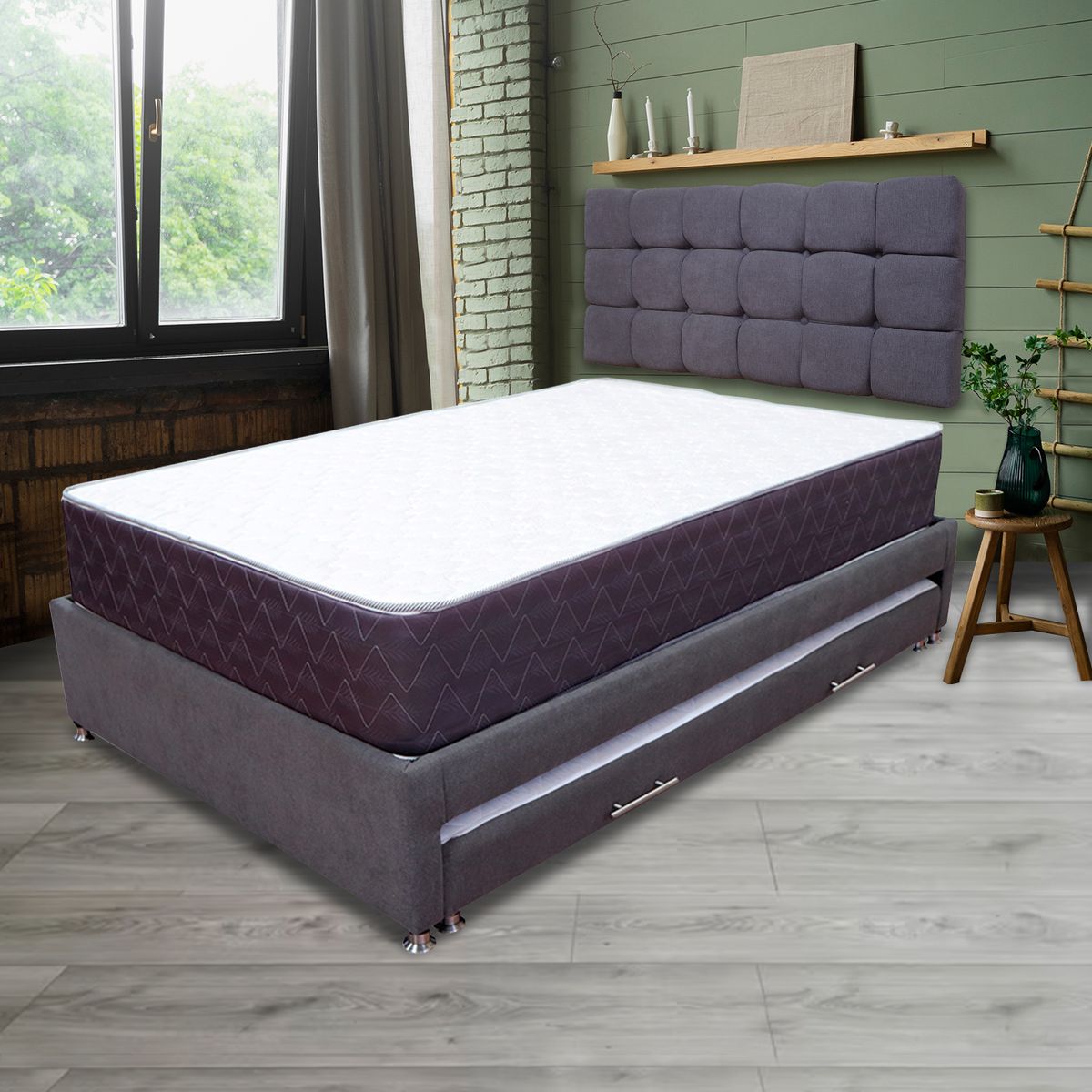 GENERICO - Combo Cama Tarima Nido Muller 100x190 Sencillo mas espaldar