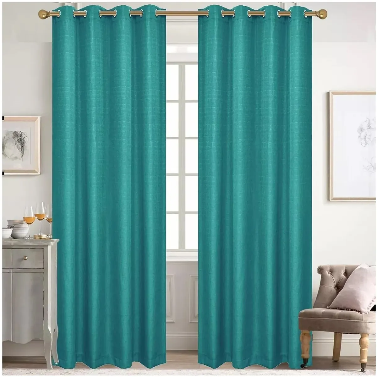 ONE PIXEL - Cortina Blackout 100% Anti Luz, 2 Paños 140x225 - Turquesa One Pixel