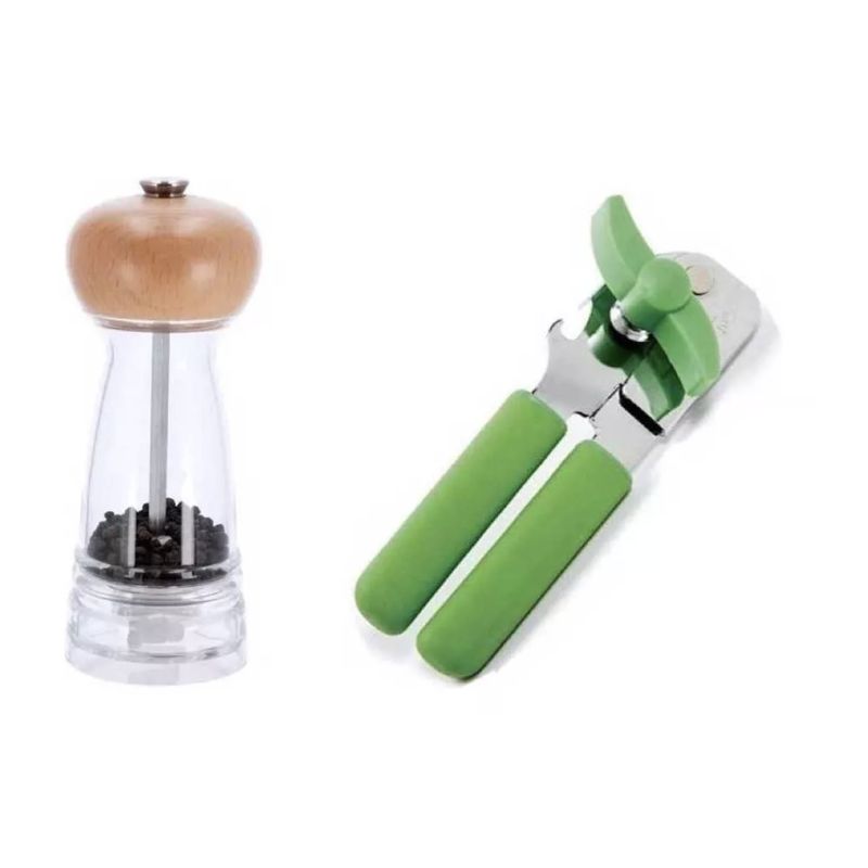 NORPRO - Combo Molinillo Para Sal Y Pimienta Abrelatas De Lujo Verde