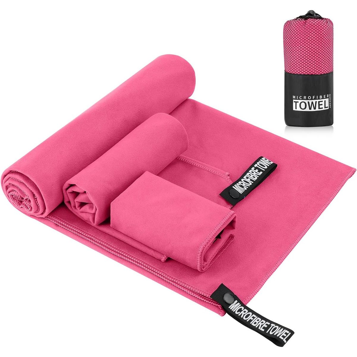 ONE PIXEL - Toalla Microfibra Deportiva Set De 3 (40x40 + 80x40 + 155x85) ONE PIXEL