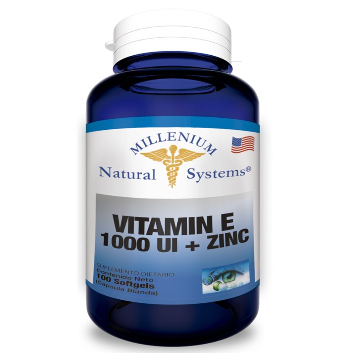 MILLENIUM NATURAL SYSTEM - Vitamina  E 1000 UI + Zinc x 100 Softgels Natural System