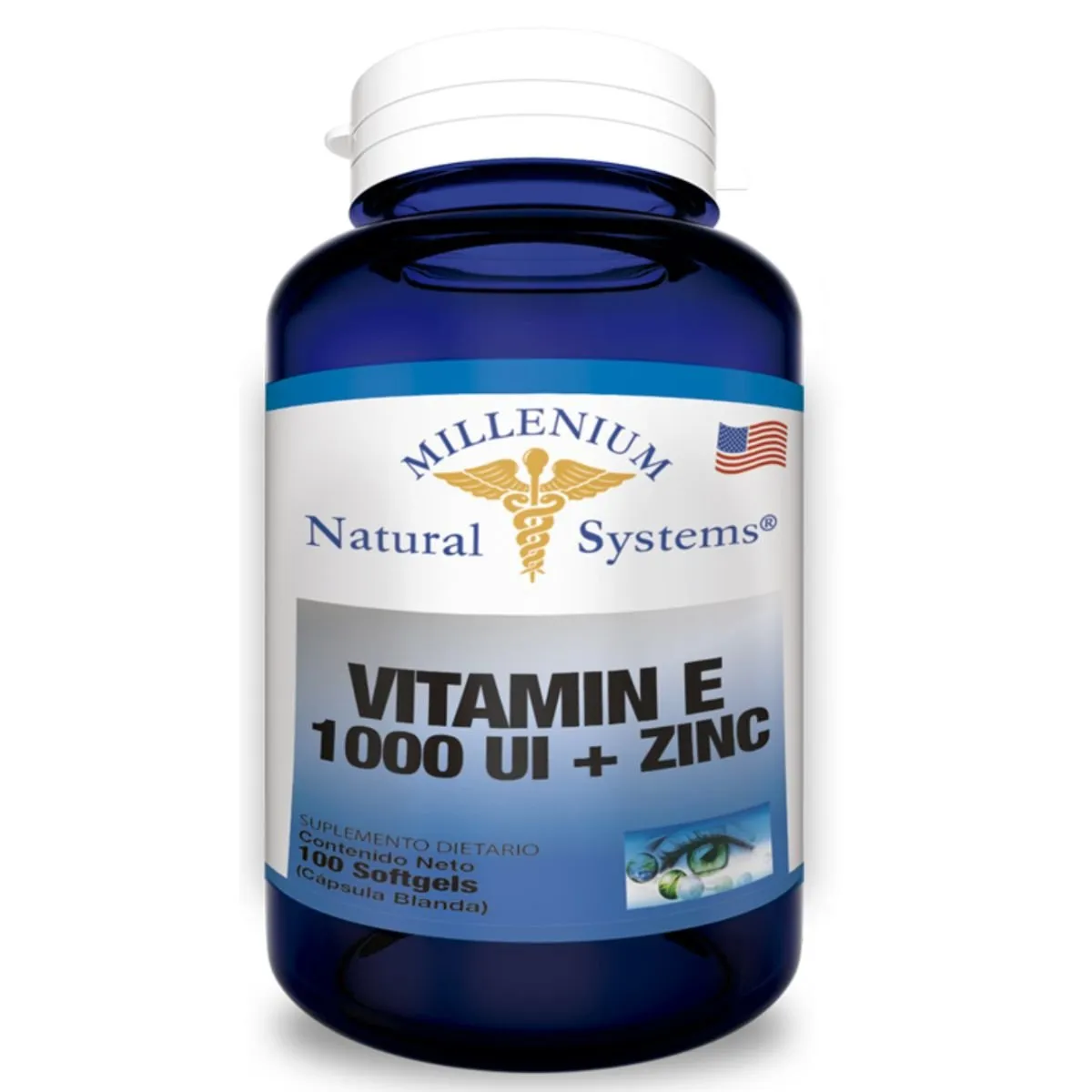 MILLENIUM NATURAL SYSTEM - Vitamina  E 1000 UI + Zinc x 100 Softgels Natural System