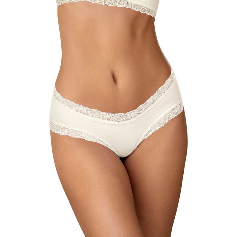 LEONISA - Leonisa Panty hípster tiro medio en tela lisa y encaje