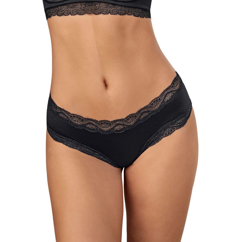 LEONISA - Leonisa Panty hípster tiro medio en tela lisa y encaje