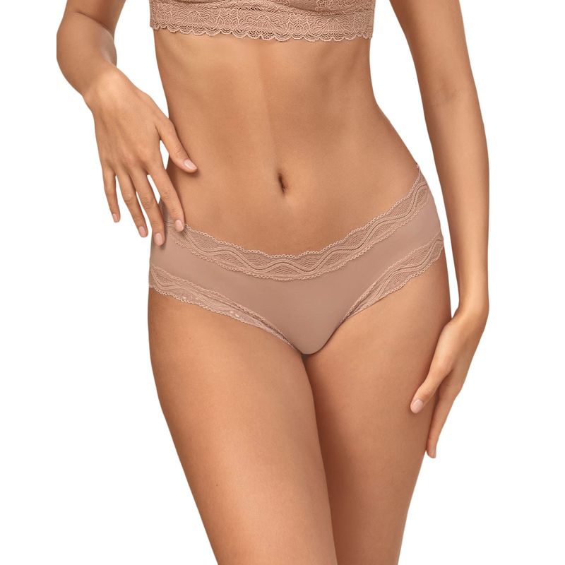 LEONISA - Leonisa Panty hípster tiro medio en tela lisa y encaje