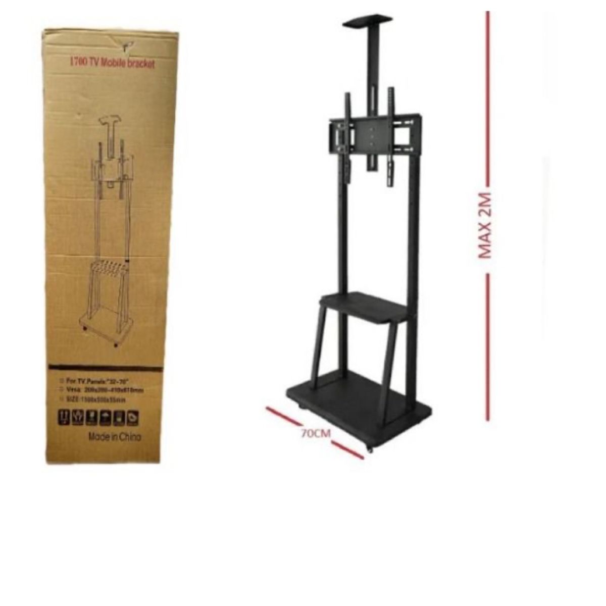 GENERICO - Soporte Base Pedestal Tv 32 60 Móvil Ruedas Ajustable 50k Color Negro