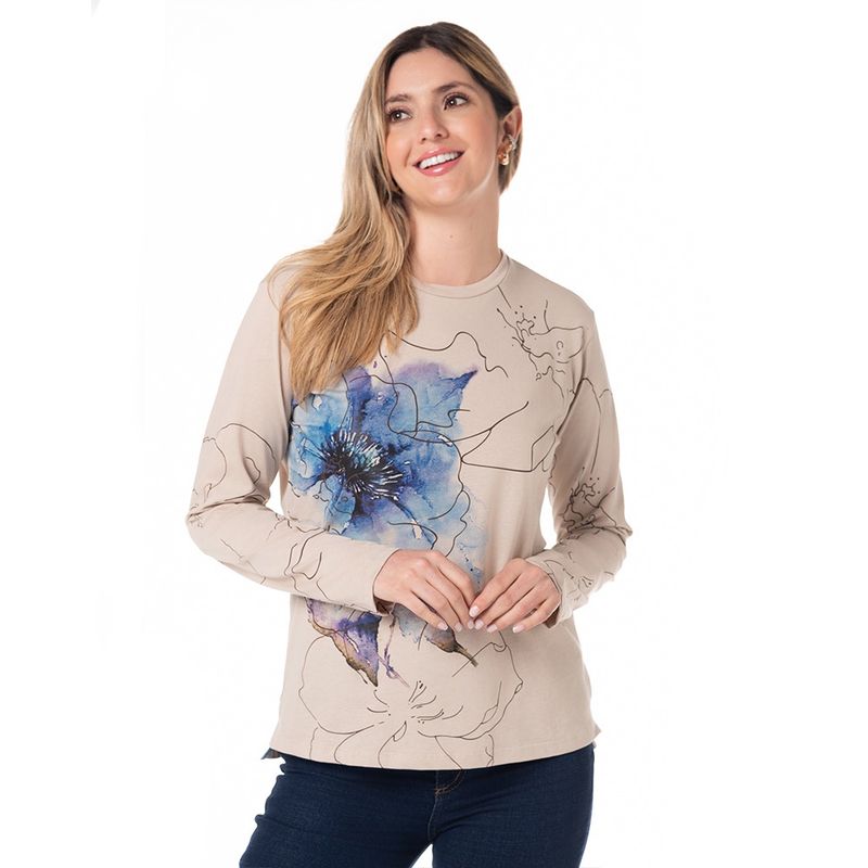 LEC LEE - Camiseta manga larga para mujer Lec Lee - Beige