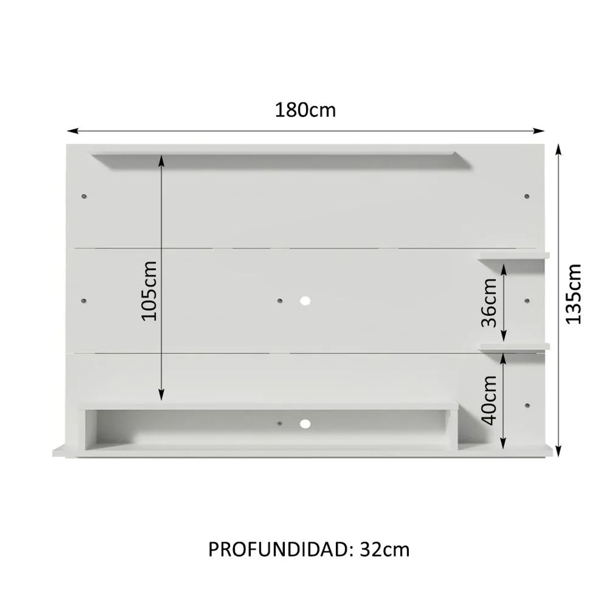 MADESA - Centro de Entretenimiento Panel para TV Alfa Hasta 60 Pulgadas Blanco