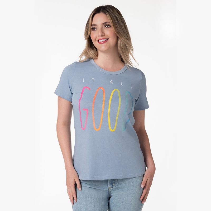 LEC LEE - Camiseta manga corte para mujer Lec Lee - Azul