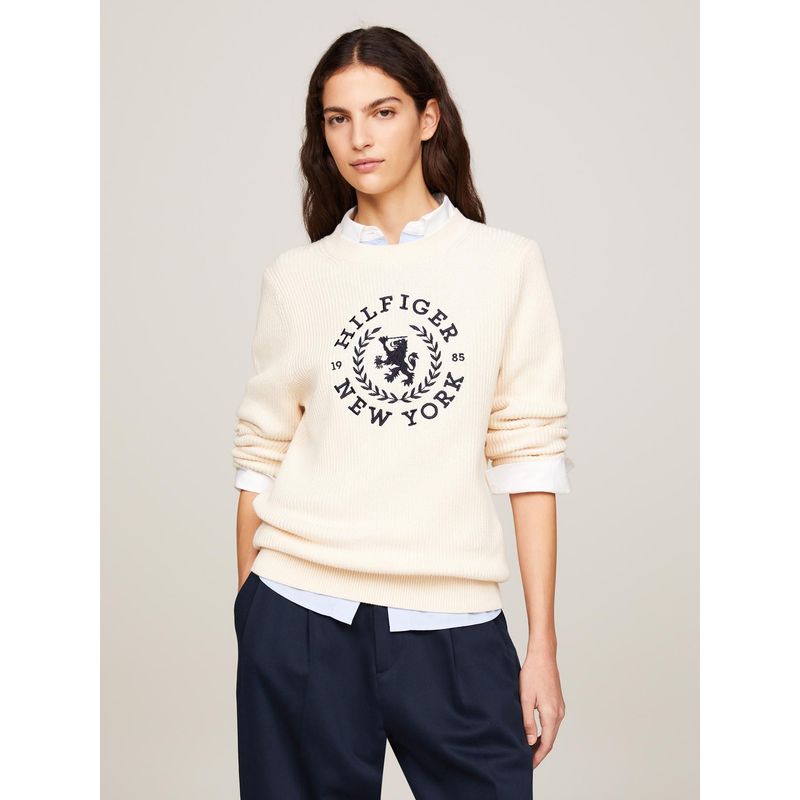 TOMMY HILFIGER - Saco Beige de corte regular con cuello redondo Tommy Hilfiger