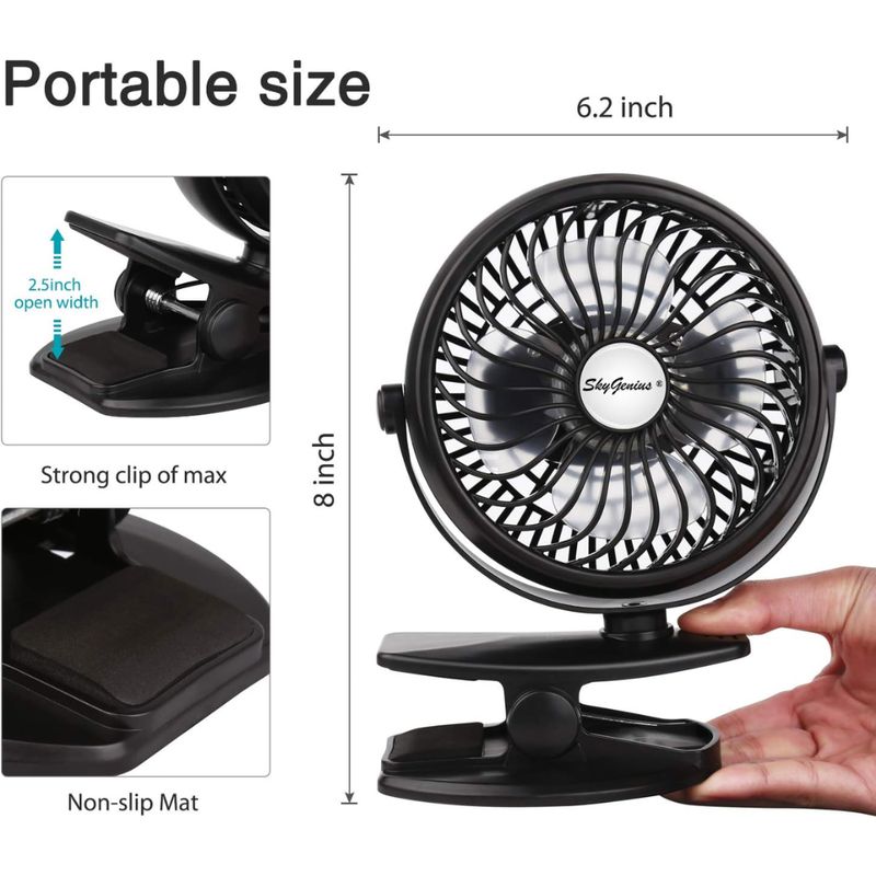GENERICO - Mini Ventilador Abanico De Pinza Recargable Usb 3 Velocidad