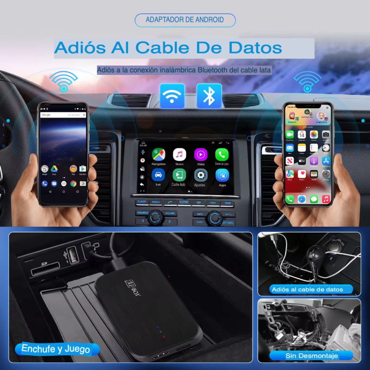 GENERICO - Convertidor Android Auto Car Play 4g Con Bluetooth Al Box