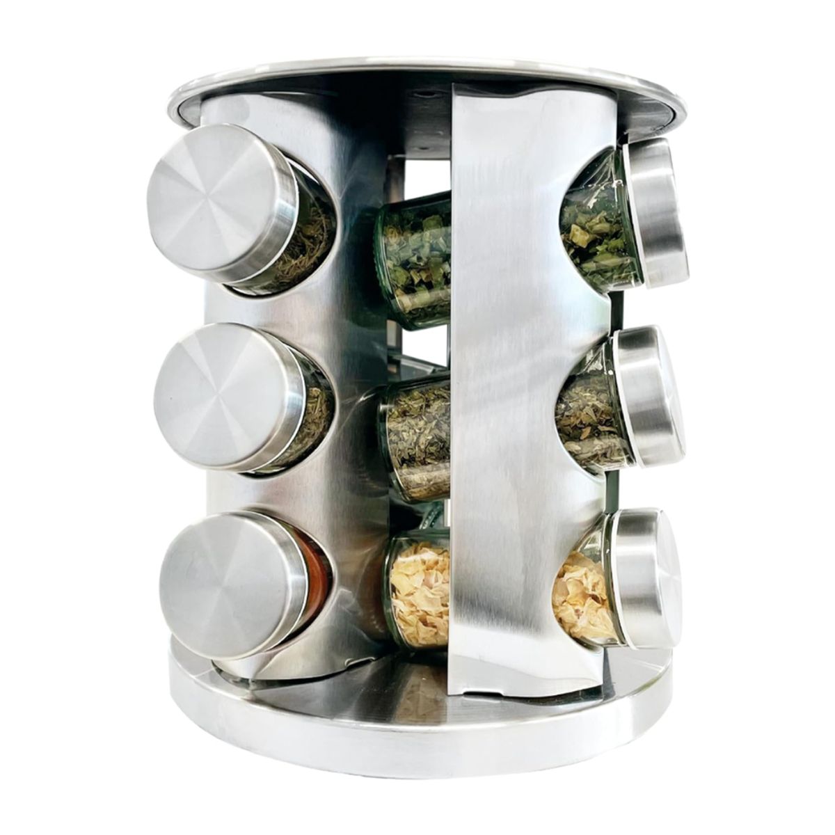 GENERICO - Condimentero Giratorio En Acero 12 Frascos Para Especias