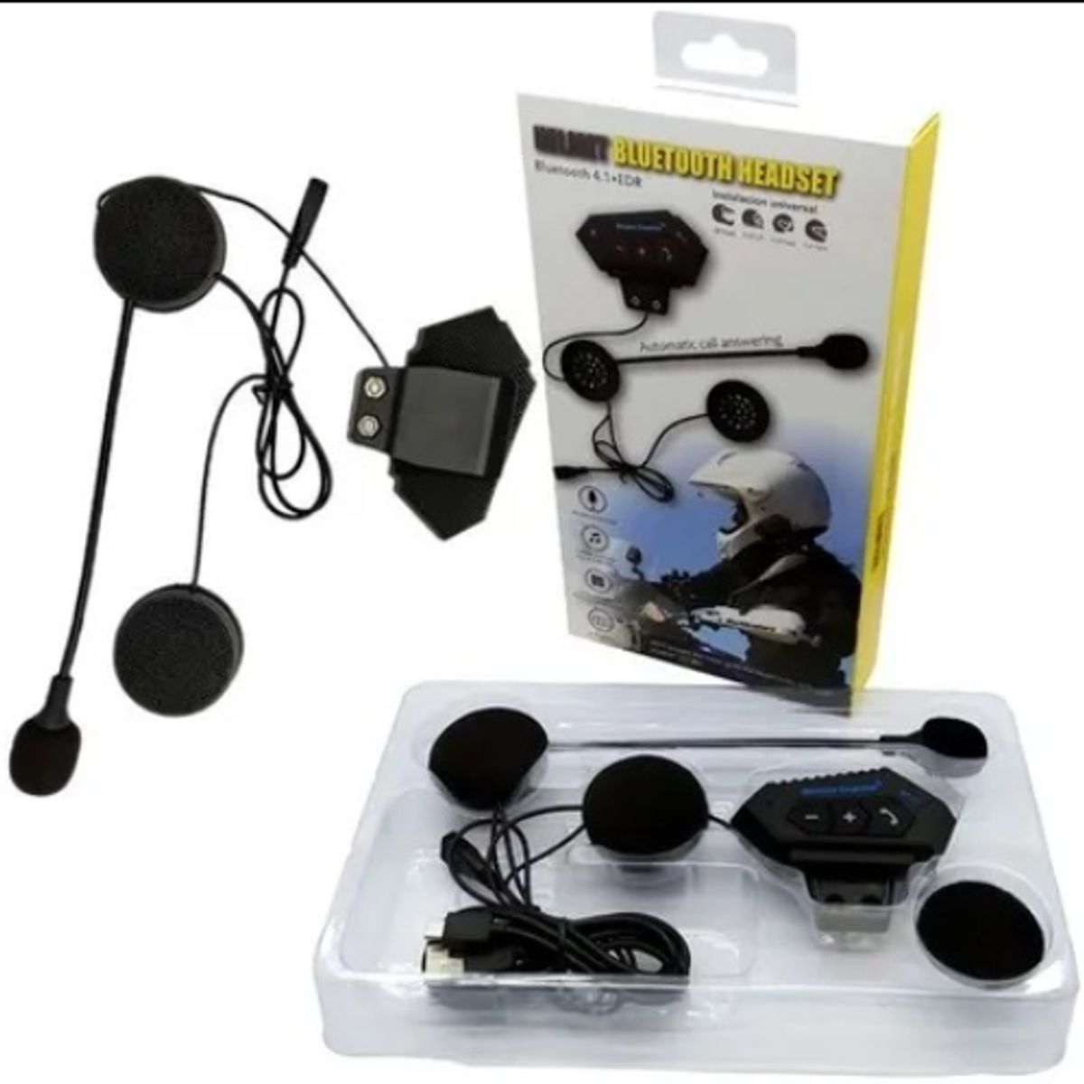 GENERICO - Intercomunicador Para Casco de Moto Profesional Recargable