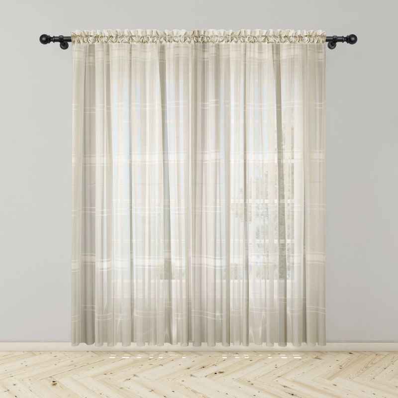 ADVANCE - Cortina Beige Rayada en Velo Muselina 3 mts x 2.10 mts Entero