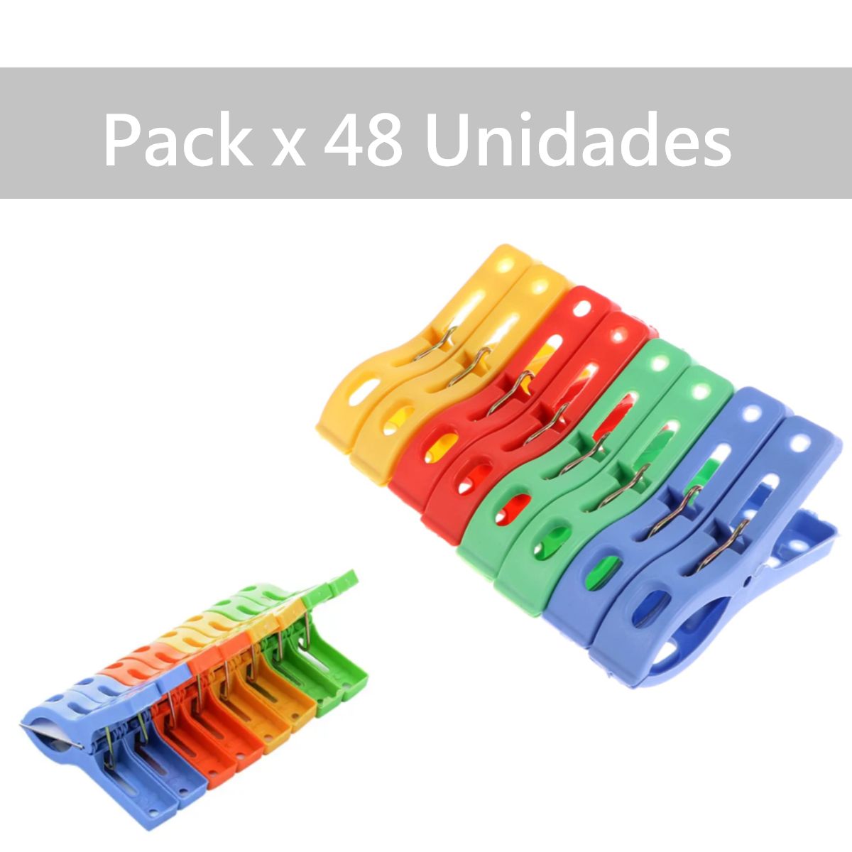 GENERICO - Ganchos X 48 Unid Pinzas Colgar Ropa Guindar Tendedero