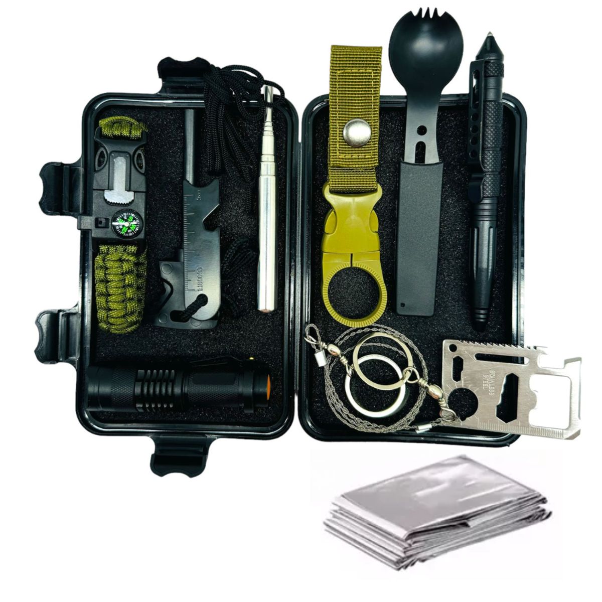 GENERICO - Kit De Supervivencia Sos Caja Herramientas Multiusos Camping