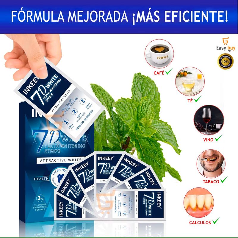 GENERICO - Tiras Geles De Blanqueador Dental Tratamiento 7 Días Manchas