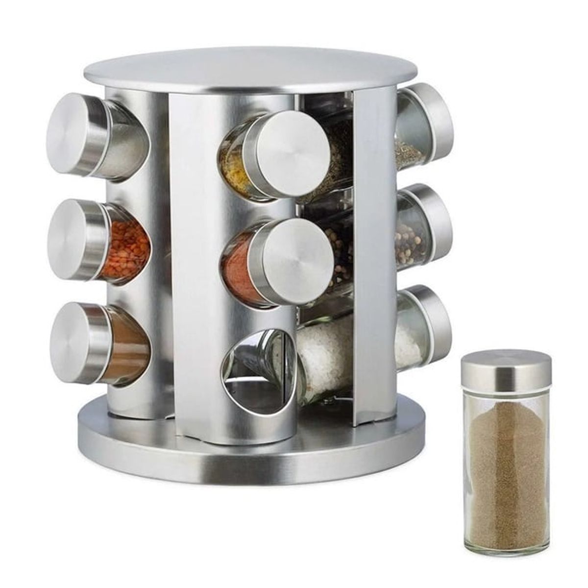 GENERICO - Soporte Giratorio Redondo Para Condimentos De Cocina + 12 Tarros