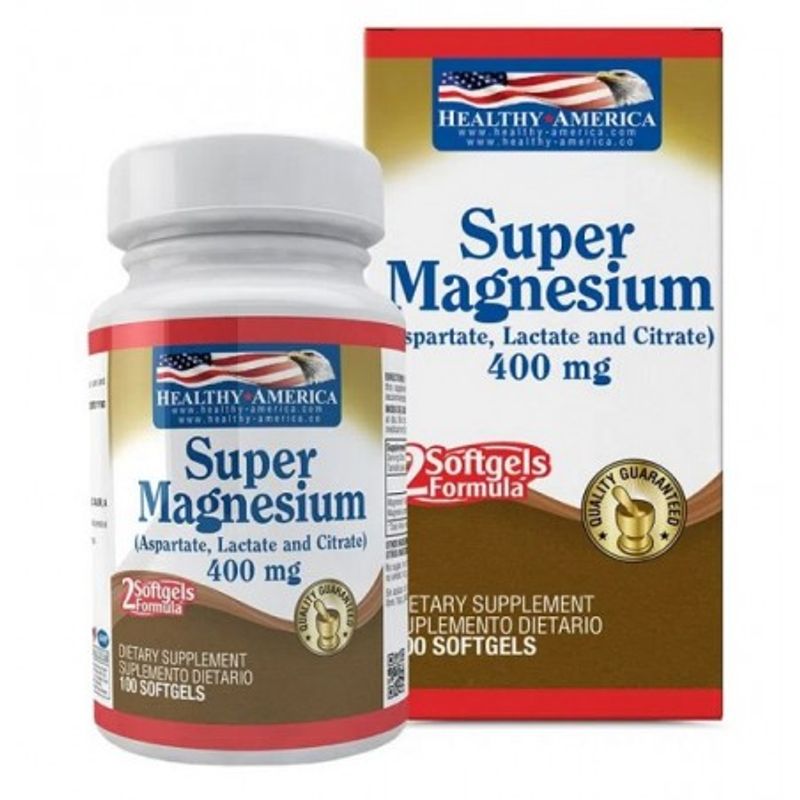 HEALTHY AMERICA - Super Magnesio 400mg 100 Softgels Healthy America