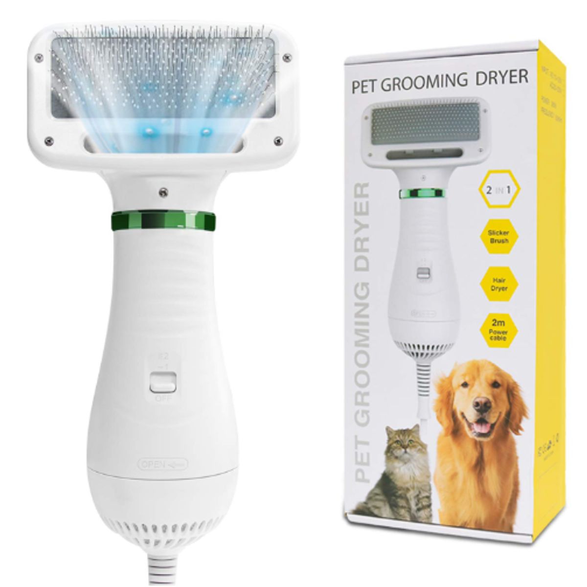 GENERAL - Cepillo Secador Mascota 2 En 1 Peine Pelo Para Perro Y Gato