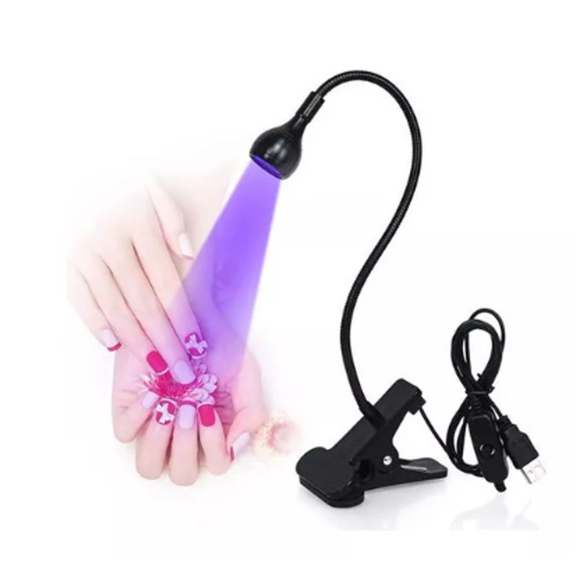 GENERICO - Lámpara  portátil con clip para secar uñas y esmalte en gel
