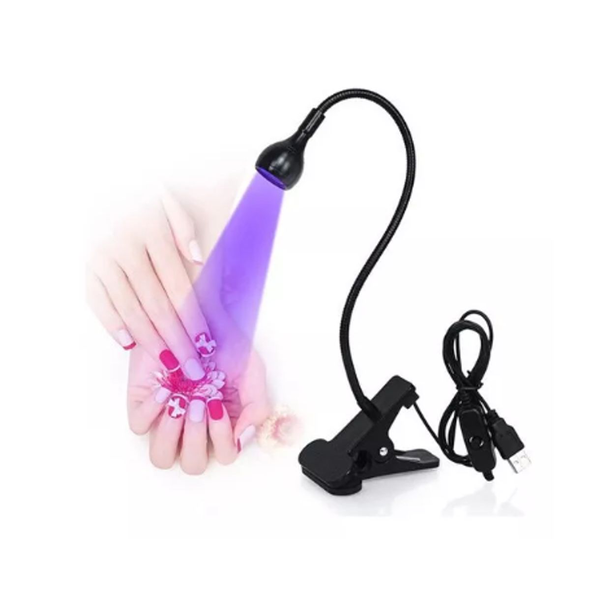 GENERICO - Lámpara  portátil con clip para secar uñas y esmalte en gel