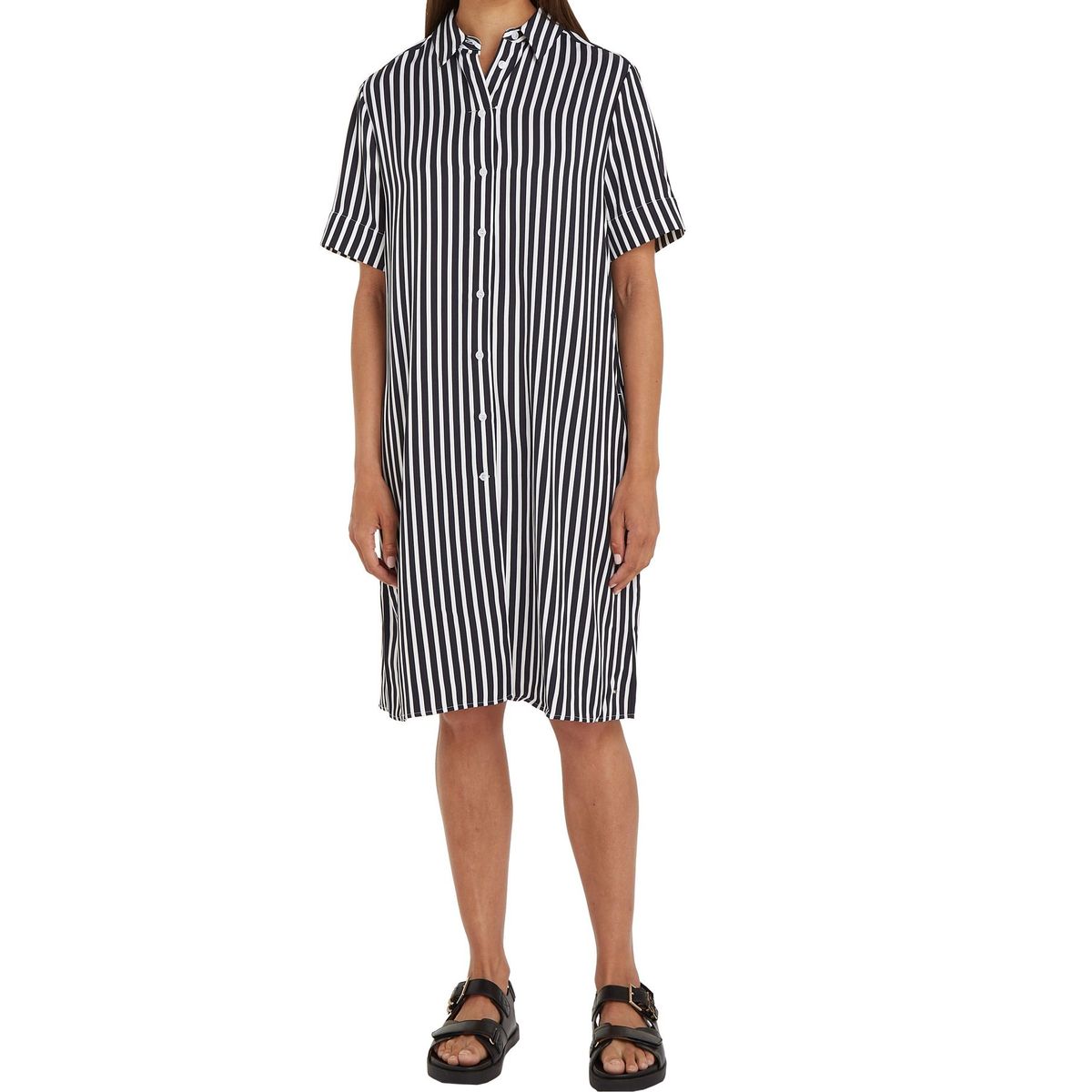 TOMMY HILFIGER - Vestido negro amplio de rayas Tommy Hilfiger