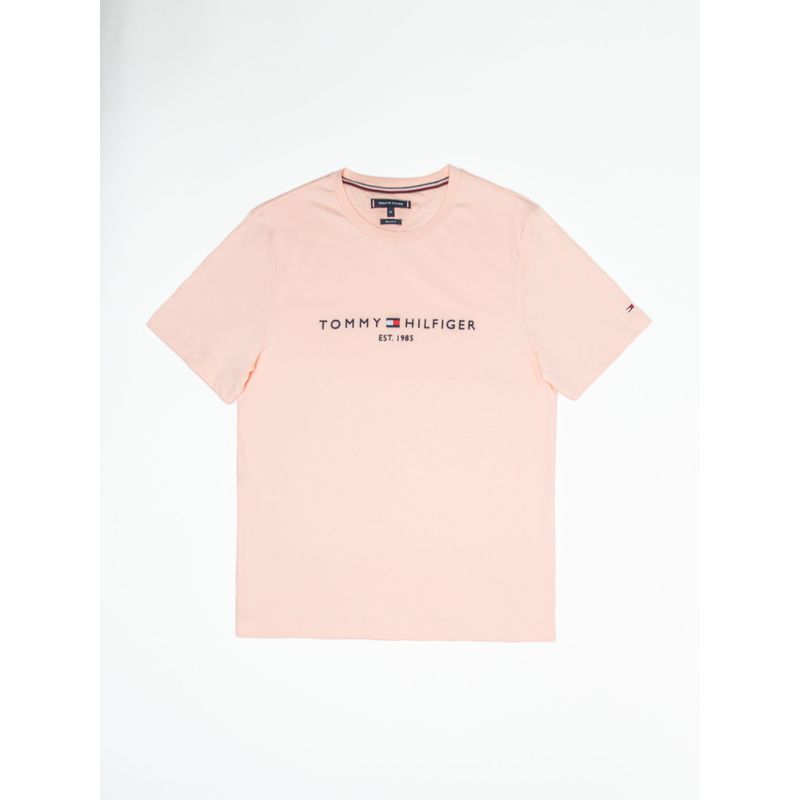 TOMMY HILFIGER - Camiseta rosa de corte regular con logo Tommy Hilfiger
