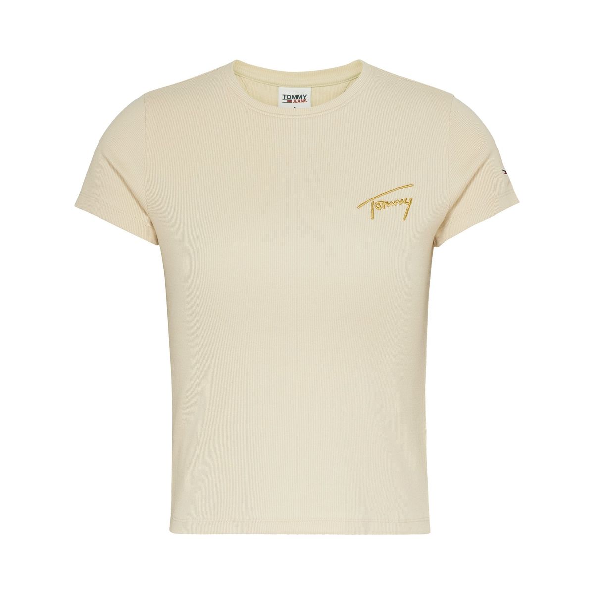 TOMMY HILFIGER - Camiseta beige signature con logo Tommy Jeans
