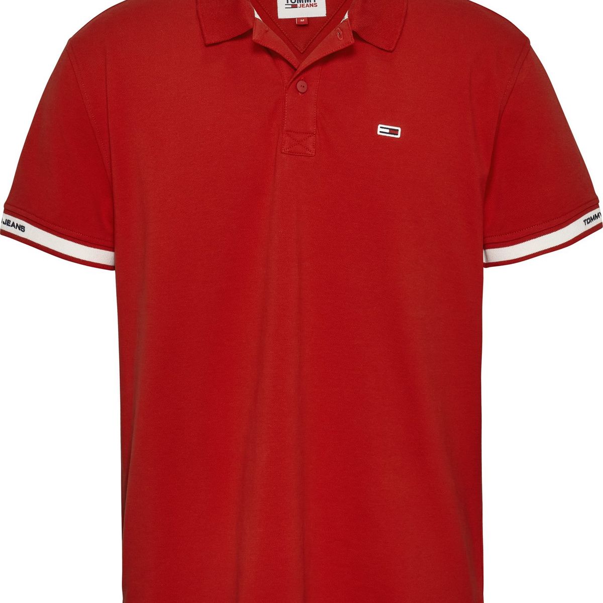 TOMMY HILFIGER - Polo rojo linear manga corta con logo Tommy Jeans
