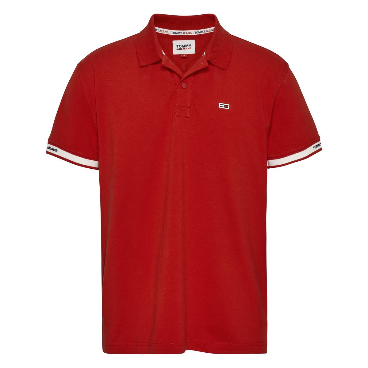 TOMMY HILFIGER - Polo rojo linear manga corta con logo Tommy Jeans