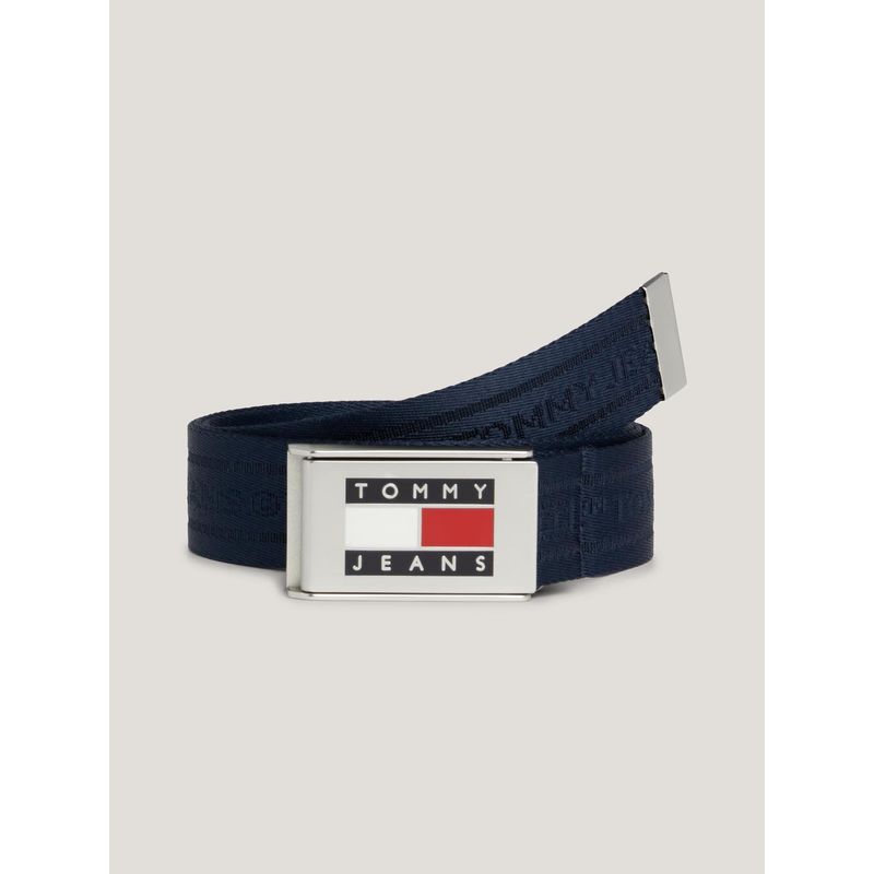 TOMMY HILFIGER - Cinturón azul heritage con hebilla deslizante Tommy Hilfiger